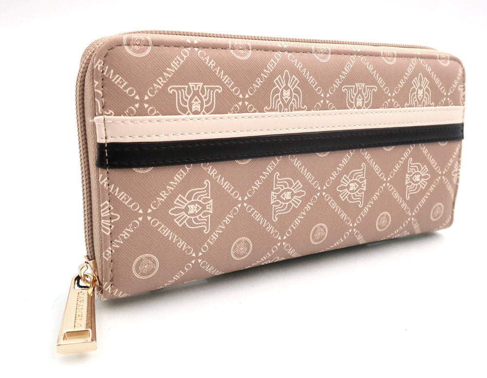 Billetera Jacquard Grande Camel Caramelo