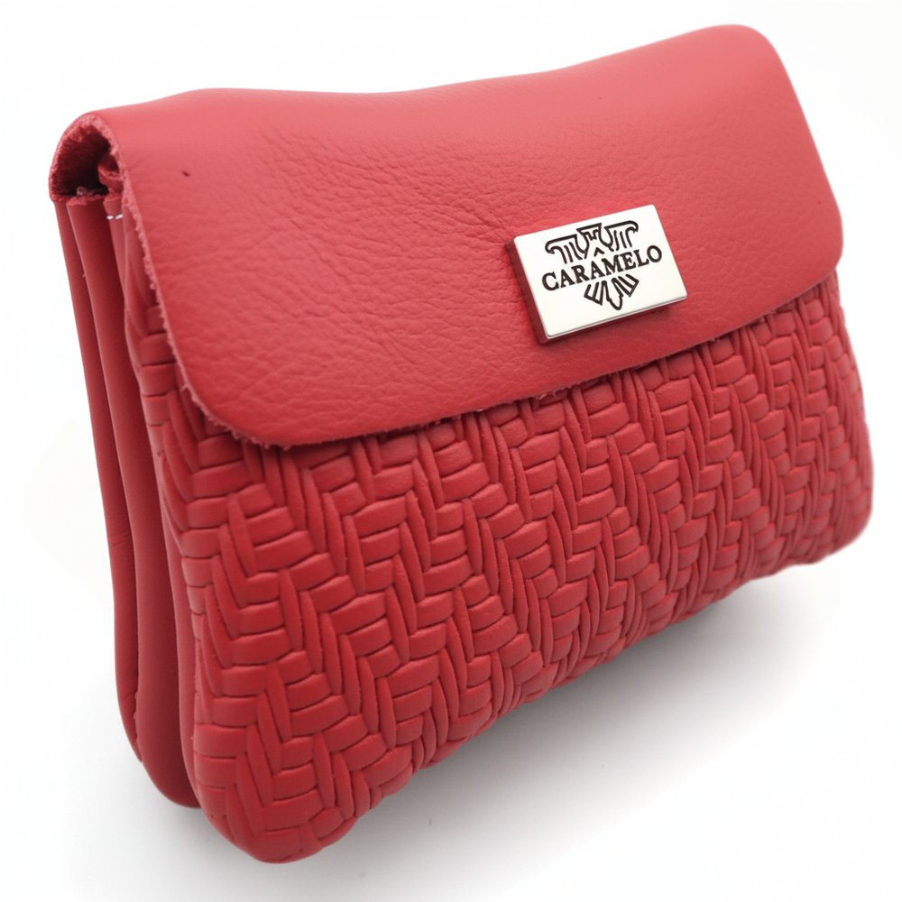 Monedero Piel Napa Trenzado Rojo Caramelo Imagen principal del producto