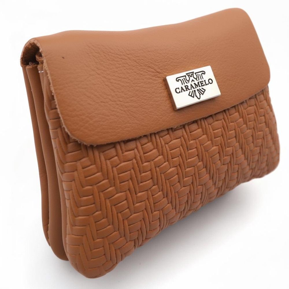 Monedero Piel Napa Trenzado Cuero Caramelo Imagen principal del producto