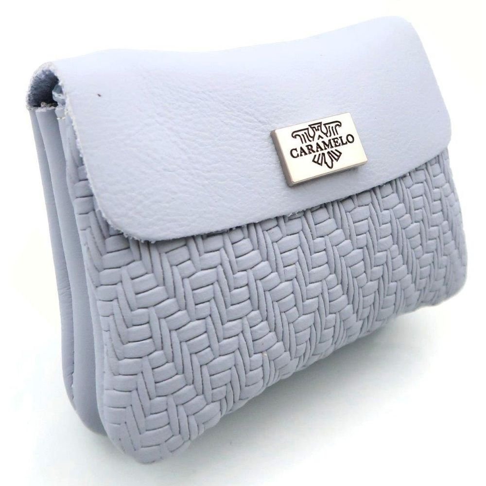 Monedero Piel Napa Trenzado Azul Caramelo