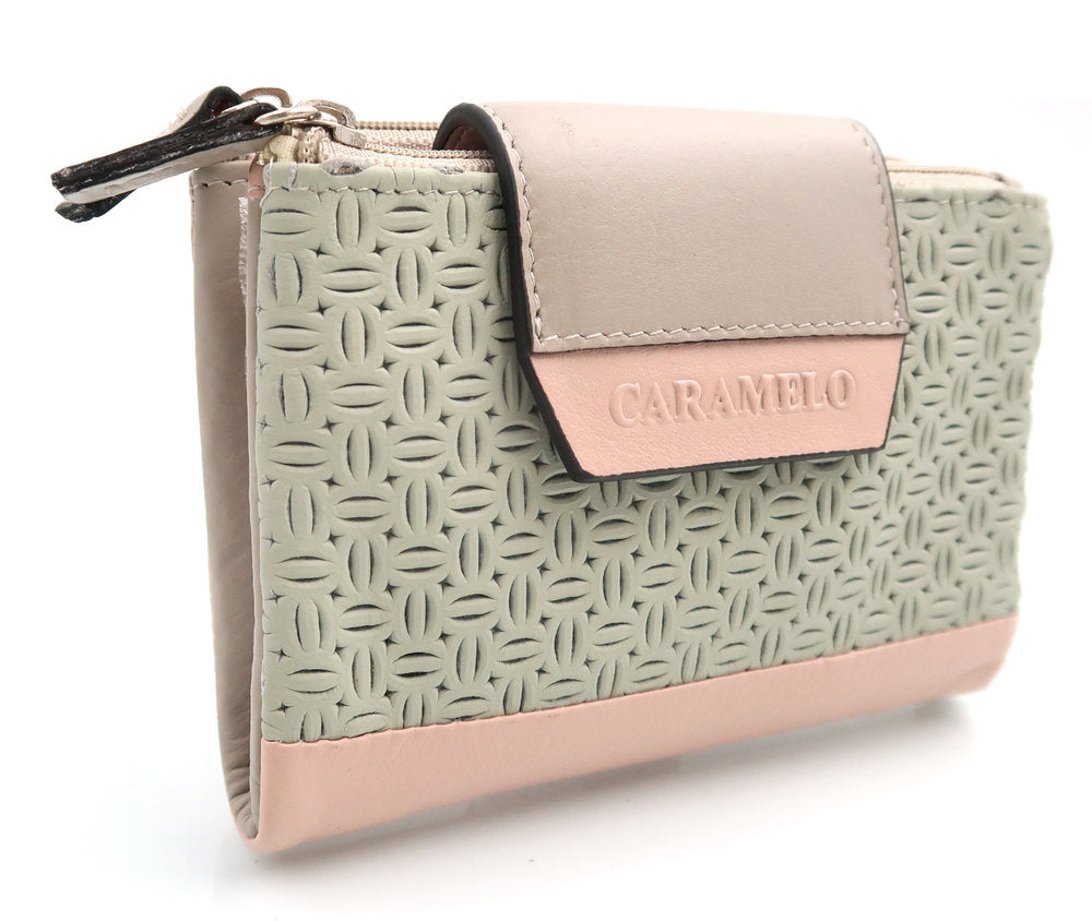 Cartera de Piel Picado Napa Verde 14x9 cm