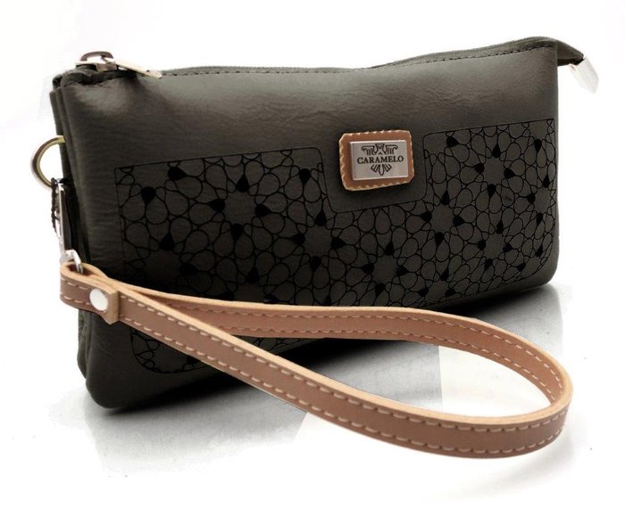 MONEDERO NECESER PIEL CON ASA DE MANO LASER 19,5X11 NEGRO | CARAMELO | 1 UNIDAD | 82135010 Imagen principal del producto