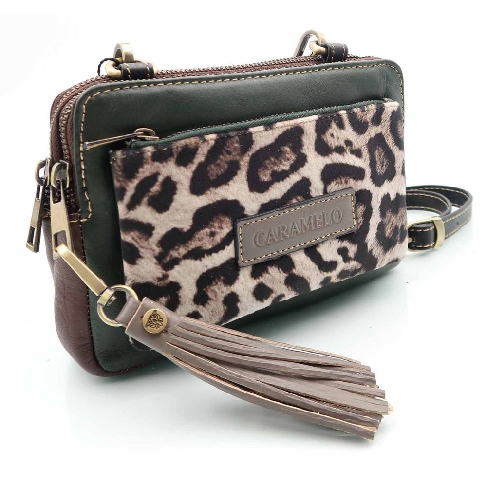 Bolsito Piel Animal Print Bandolera Verde Caramelo Imagen principal del producto