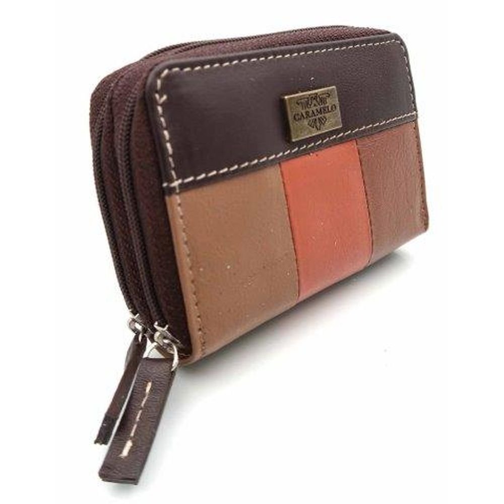 BILLETERA PIEL TRICOLOR DOBLE CREMALLERA MARRON | CARAMELO | 1 UNIDAD | 810957280 Imagen principal del producto
