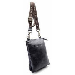 BOLSITO PIEL CON BANDOLERA ANCHA VEGETAL NEGRO | CARAMELO | 1 UNIDAD | 822120184