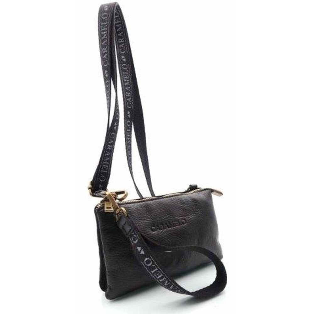 BOLSITO PIEL BANDOLERA 2 COMPARTIMENTOS VEGETAL NEGRO | CARAMELO | 1 UNIDAD | 822130152