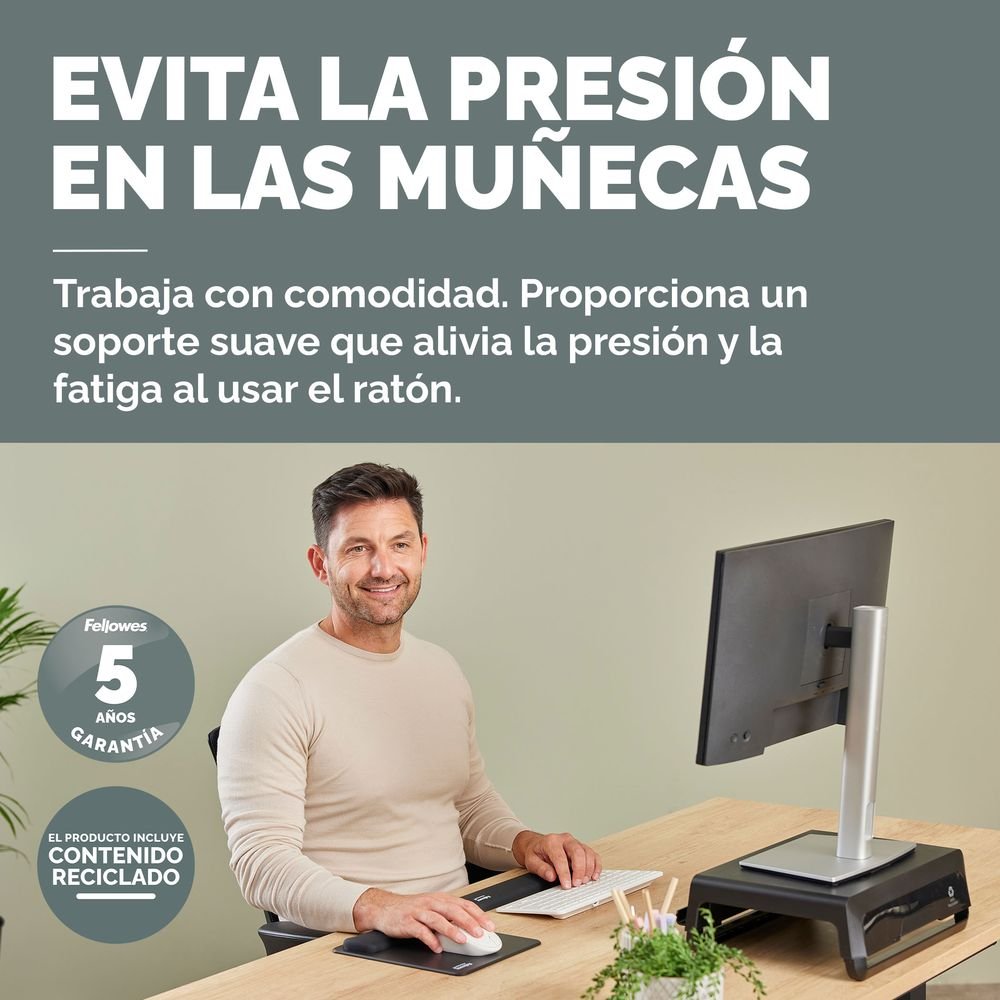 Alfombrilla con reposamuñecas Breyta Fellowes Negro