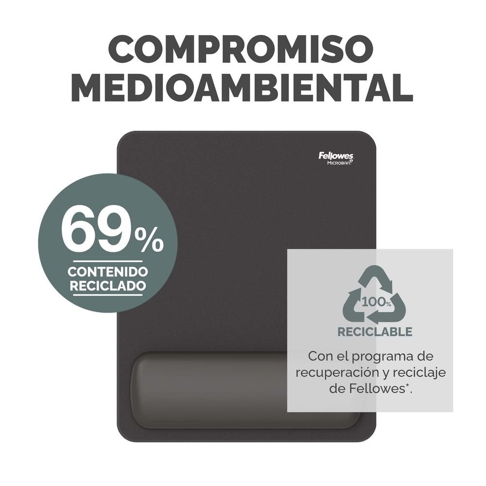 Alfombrilla con reposamuñecas Breyta Fellowes Negro