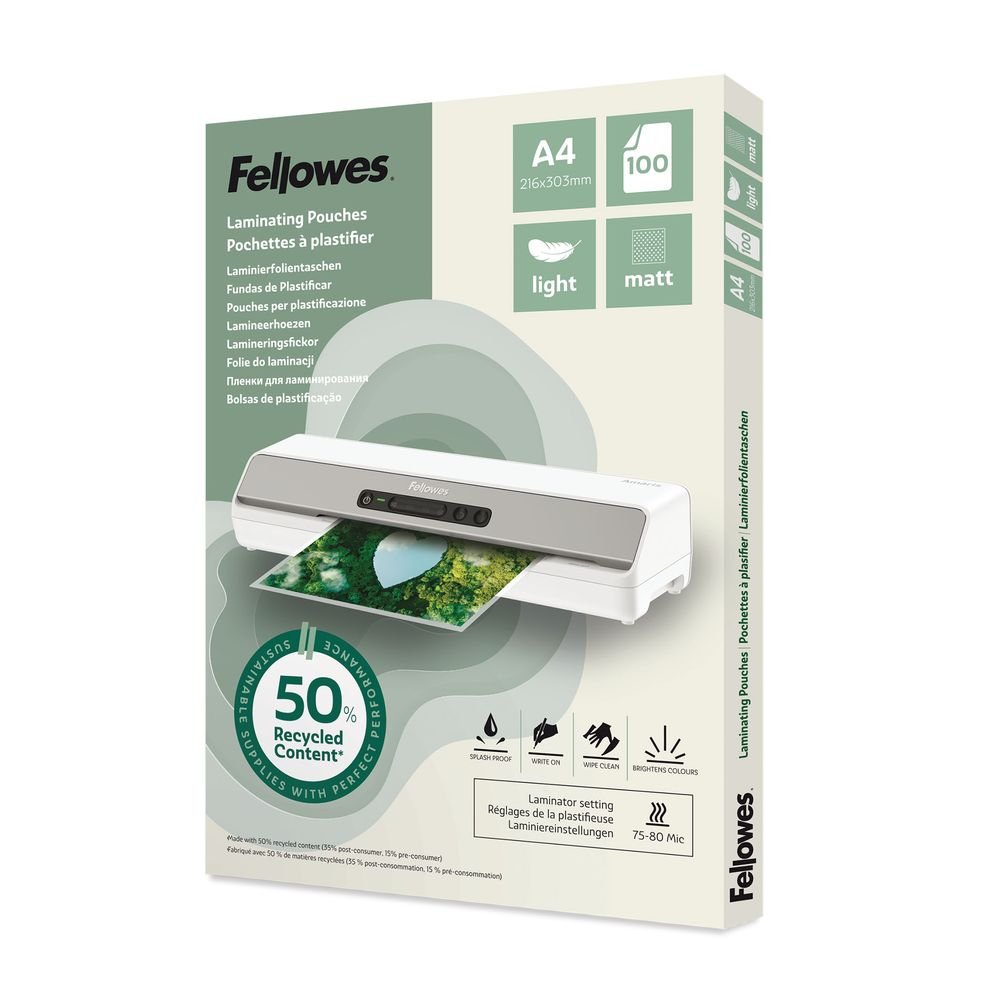 Funda plastificar Fellowes A4 80 micras, pack 100