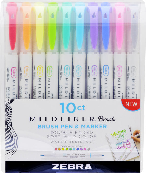 Rotulador Zebra Mildliner Doble Punta Pincel Fluo y Cool 10 unidades