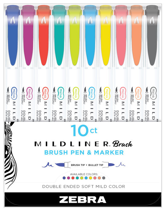 Rotulador Zebra Mildliner Doble Punta Pincel Friendly 10 | Zebra Pen | Pack 1 Unidades