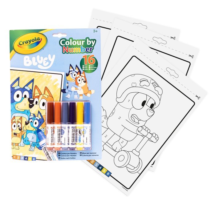Libro actividades y colorear por números Bluey 6 rotuladores Crayola