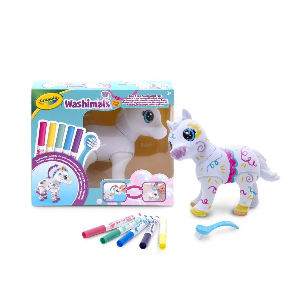 Washimals Jumbo Pets la Gran Pony Evie 15 cm Articulada Crayola