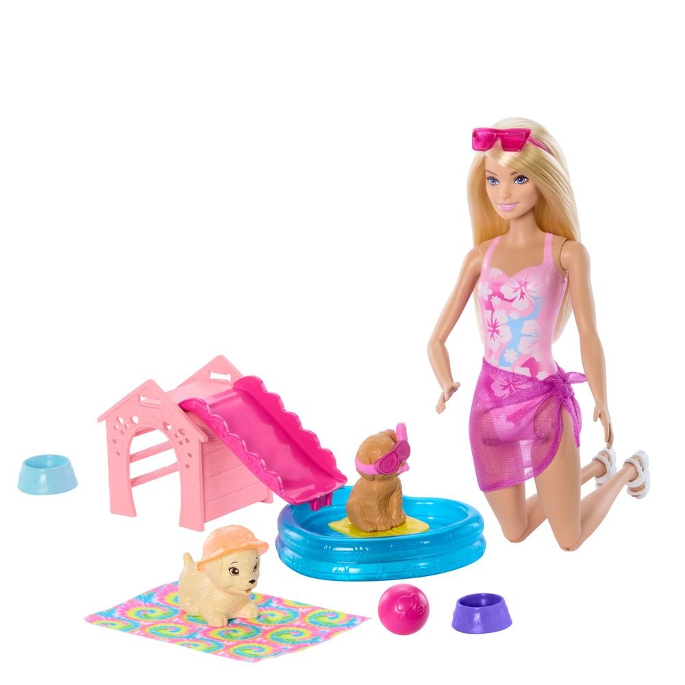 BARBIE Y PERRITOS A LA PISCINA | MATTEL BARBIE | 1 UNIDAD | 194735258680 Imagen principal del producto