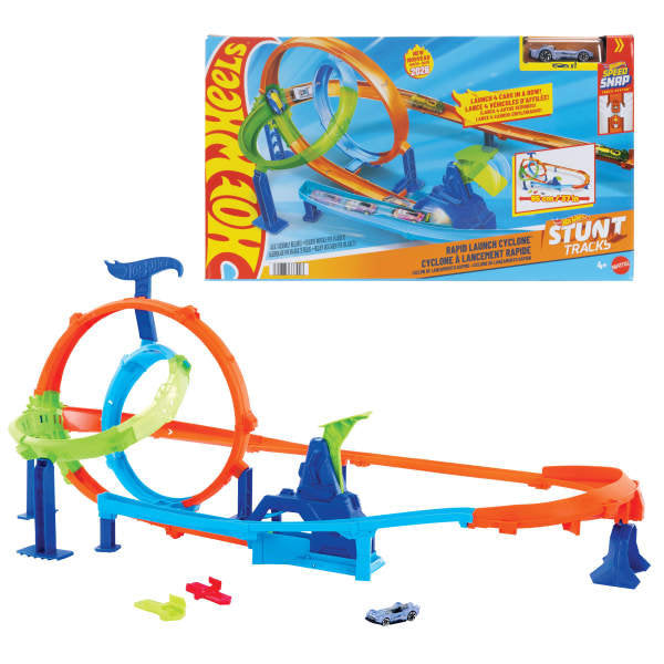Hot Wheels Stunt Tracks Ciclón de lanzamiento rápido