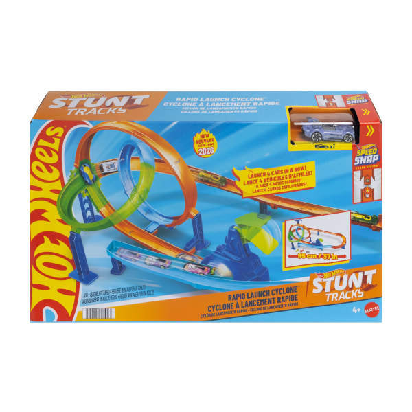 Hot Wheels Stunt Tracks Ciclón de lanzamiento rápido