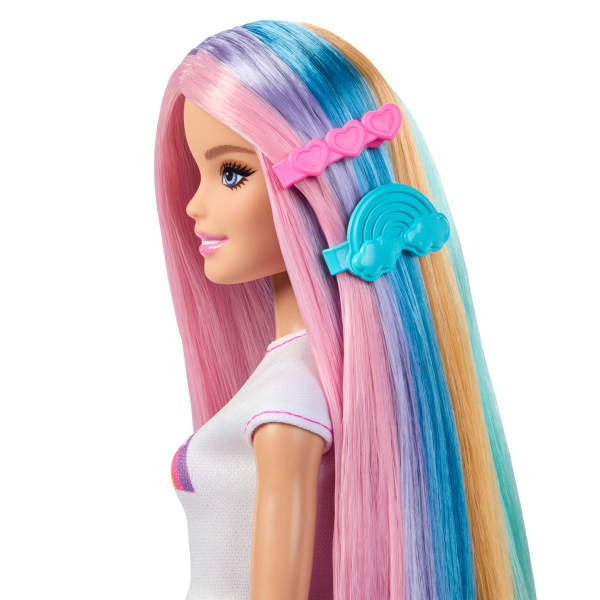 Barbie Pelo Arcoíris Brillante Rubia con Accesorios