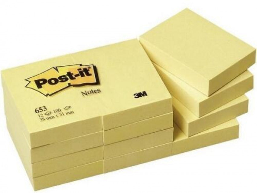 Pack 12 Tacos Notas Post-it Amarillas 38x51 mm POST-IT