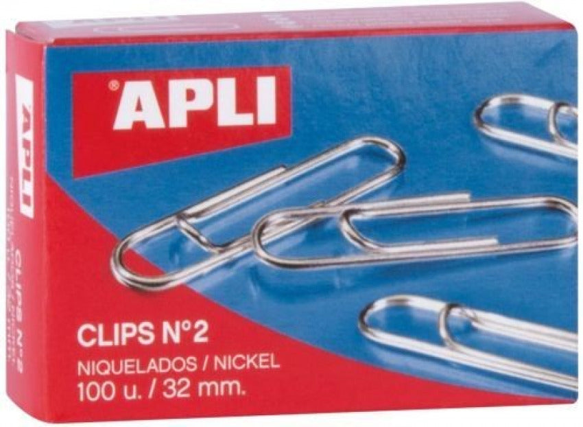 Cajas de 100 Clips Niquelados 32 mm Apli Paper Imagen principal del producto