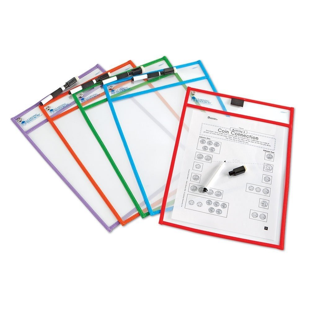 Juego 5 Fundas Transparentes para Escribir y Borrar Learning Resources Imagen principal del producto