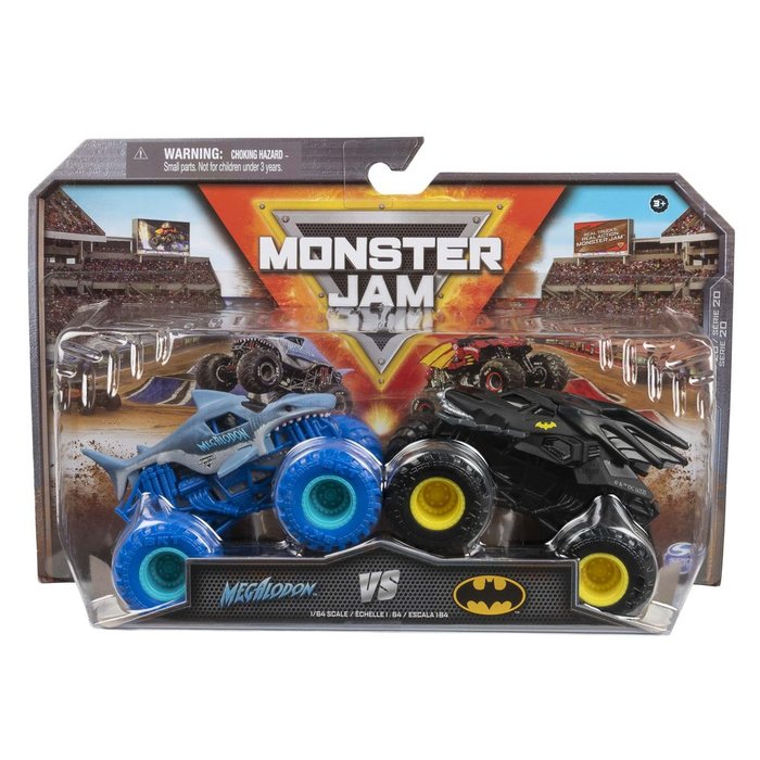 MONSTER JAM PACK 2 BATMAN VS MEGALODON 1:64 | SPIN MASTER MONTER JAM | 1 UNIDAD | 778988346693 Imagen principal del producto