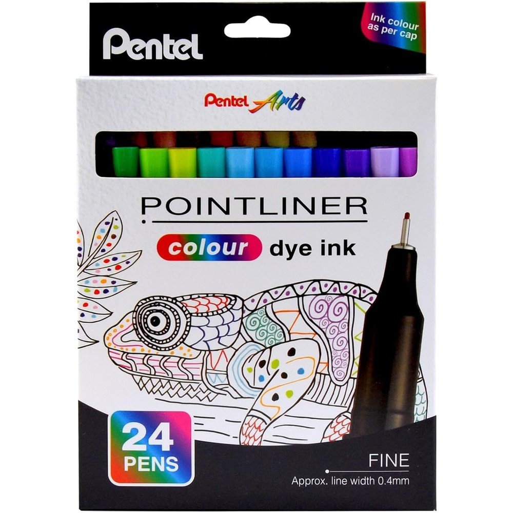 Estuche 24 Rotuladores Pointliner Fine 0.4mm Surtidos PENTEL