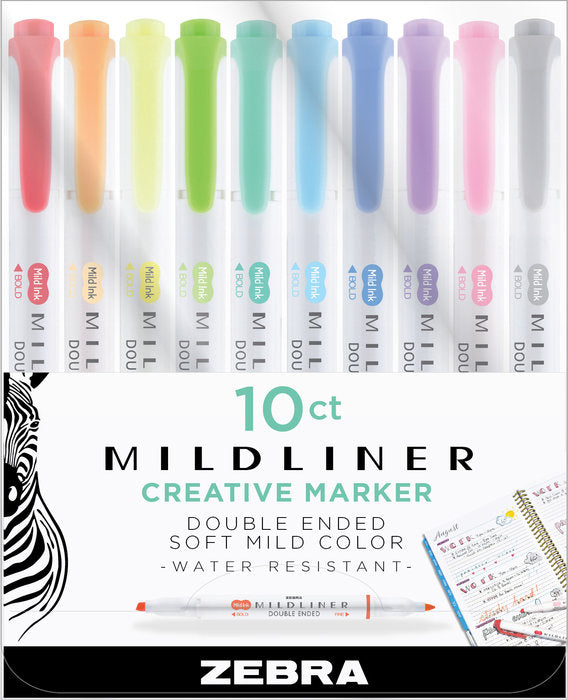 Rotulador Zebra Mildliner Doble Punta 10 Colores Fluor | Zebra Pen | Pack 1 Unidades