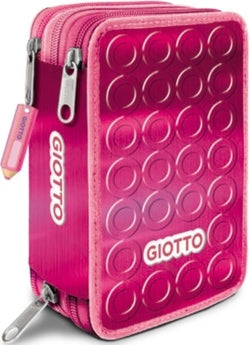 Plumier Giotto 3ZIP Rosa con 3 compartimentos