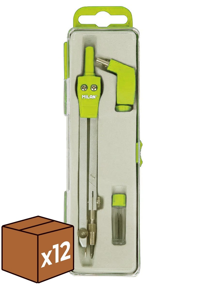 C/12 estuche compas escolar 3 piezas con adaptador universal milan Imagen principal del producto