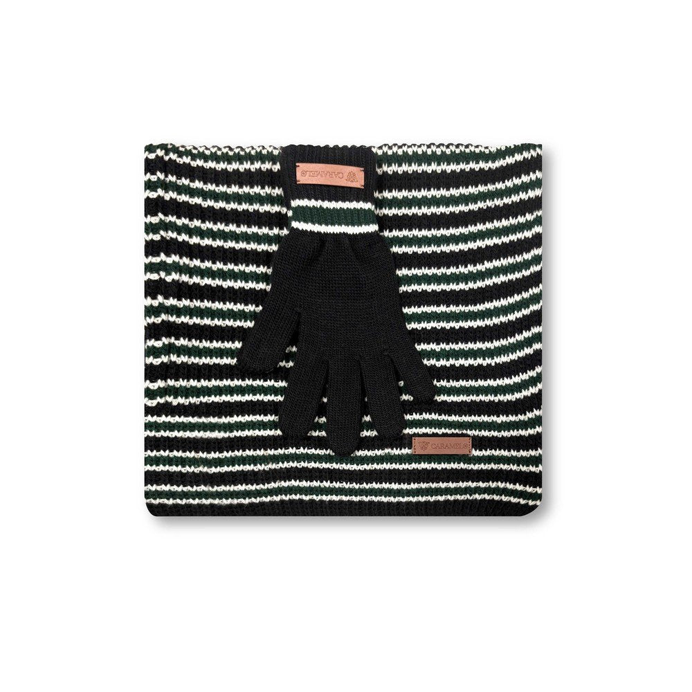 Conjunto bufanda y guantes mujer Caramelo rayas