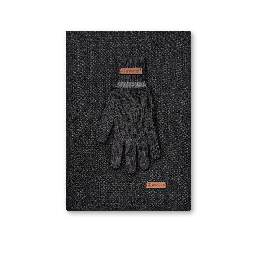Conjunto bufanda y guantes hombre caramelo negro Caramelo Travel Fantasy