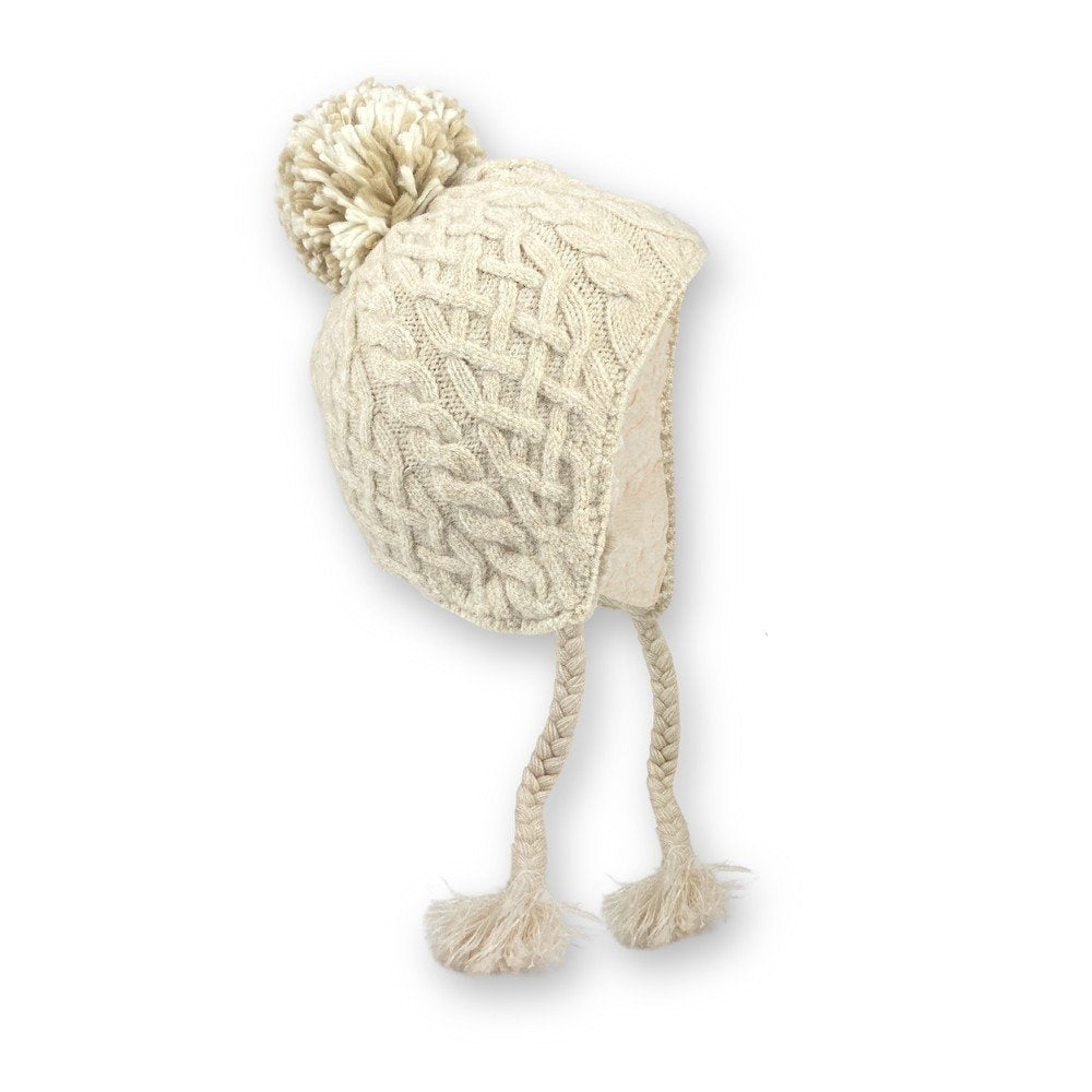 Gorro infantil beige con pompón Caramelo
