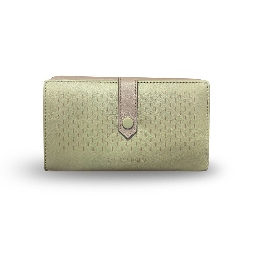 Cartera Piel Mujer Chile Kaki y Taupe DeL 9,5x16cm Marca Travel Fantasy Devota y Lomba