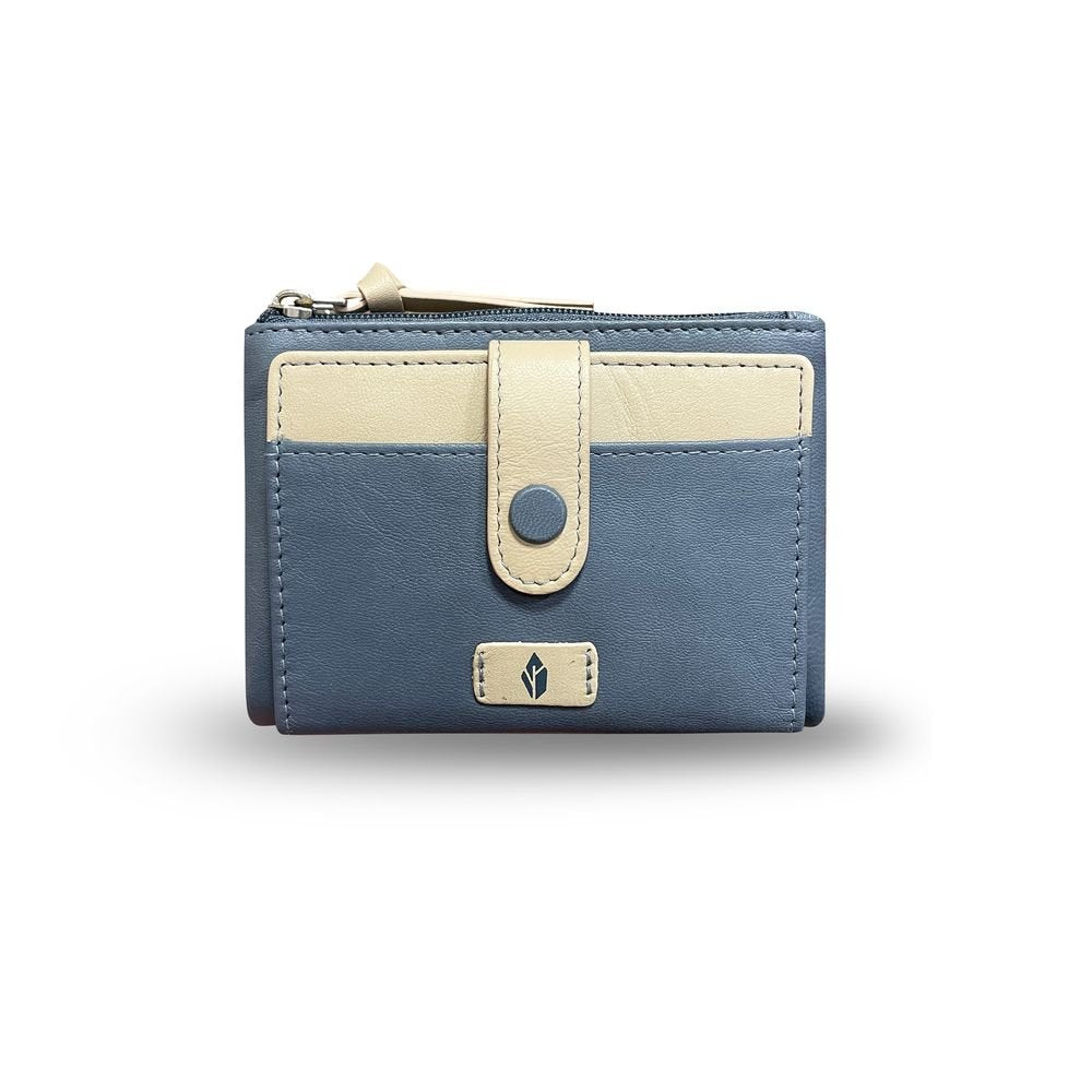 Cartera de Piel Mujer Rabat Azul y Beige Menta Marca Travel Fantasy Menta