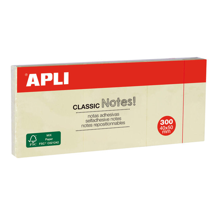 Notas Adhesivas Classic 75x50mm Bloc 100 Hojas Amarillo APLI Imagen principal del producto