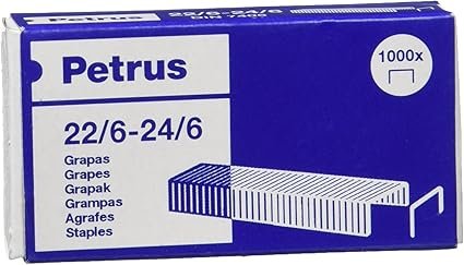 C/25 CAJAS DE 1000 GRAPAS PETRUS 22/6 COBREADAS