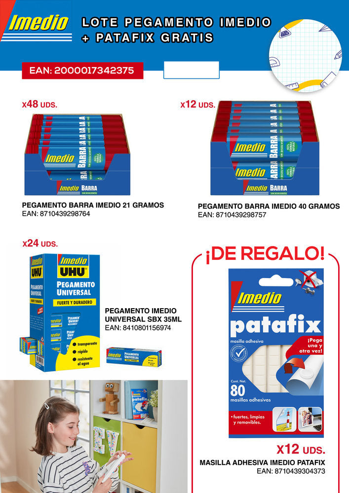 Pack pegamento y patafix Imedio para fijar y pegar con facilidad Imagen principal del producto