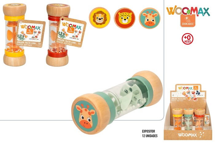 EXPOSITOR 12 SONAJEROS MADERA ANIMALES WOOMAX 3 SURT | COLORBABY WOOMAX | ENVASE 12 UDS. UNIDAD | 28412842475858