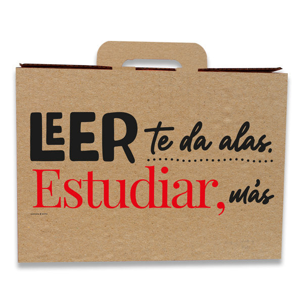 Caja maletín cartón Leer te da alas, pack 15 uds