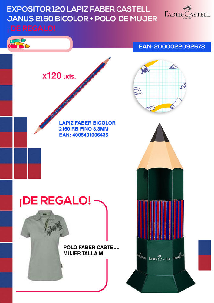 Expositor 120 Lápiz Faber Castell Janus Bicolor y Polo Imagen principal del producto