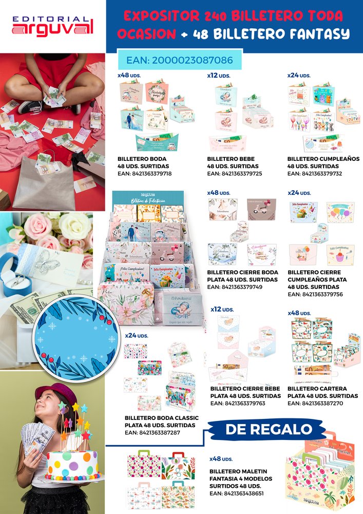 Expositor 240 Billetero Toda Ocasion y 48 Billeteros Fantasy Marca Arguval Todo Año Imagen principal del producto