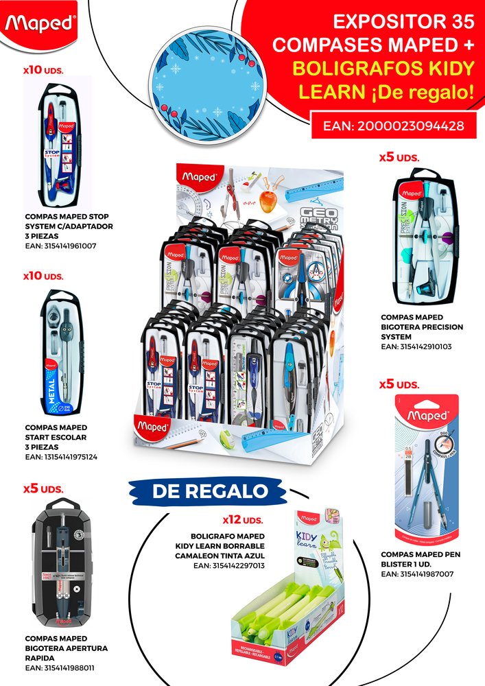Expositor 35 Compases Maped y Bolígrafo Kidy Learn Imagen principal del producto