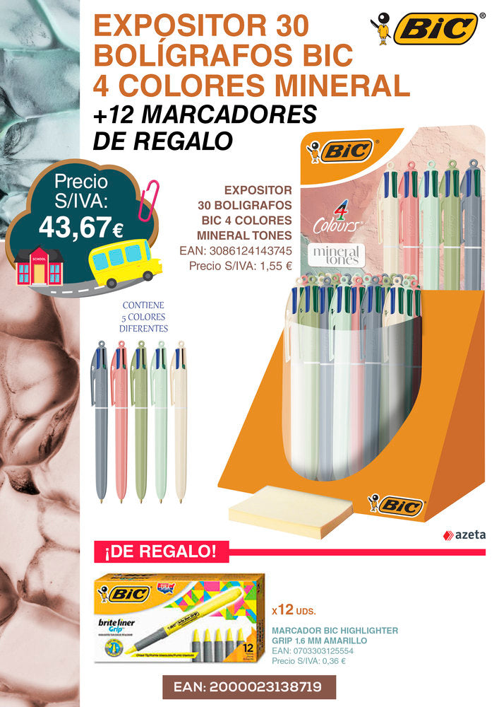 Expositor Bolígrafos BIC 4 Colores + Marcadores