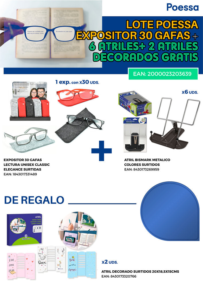 Lote Poessa Expositor 30 Gafas +6 Atriles+2 Atriles Gratis Marca Poessa Imagen principal del producto