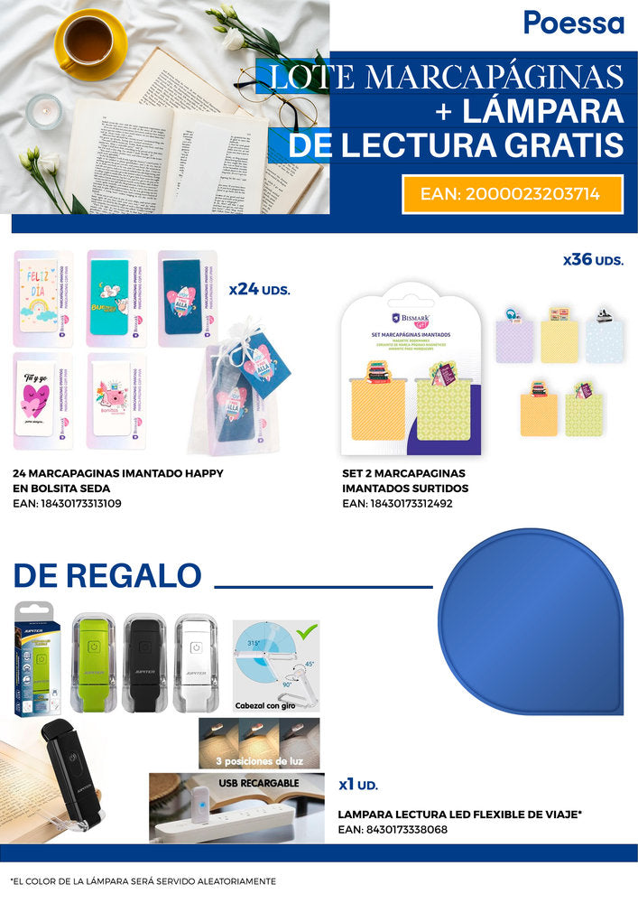 Lote Poessa Marcapáginas y lámpara de lectura gratis Marca Poessa Imagen principal del producto