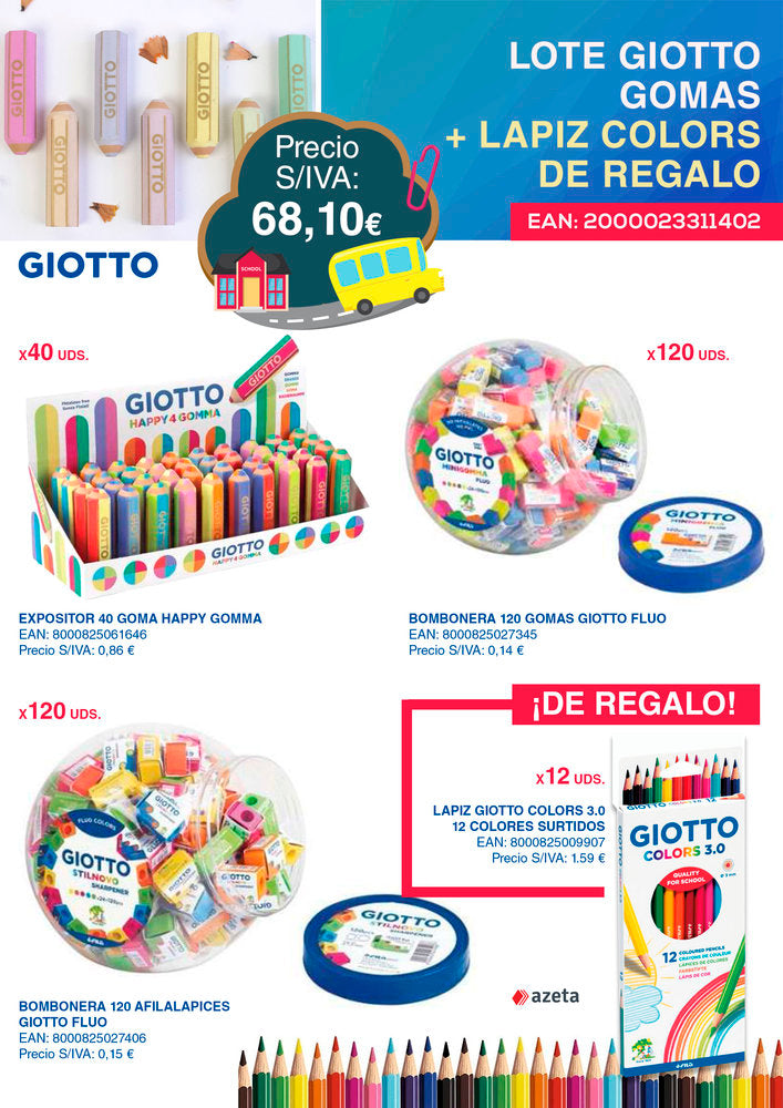 Lote Giotto Gomas y Lápiz de Colores Pack 12 Imagen principal del producto
