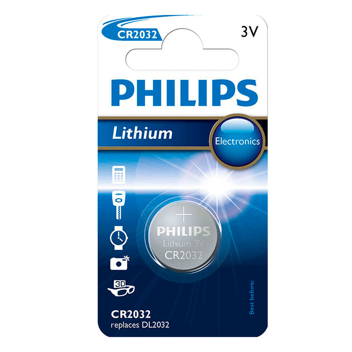 Pila botón litio Philips CR2032 3V blister Phi10618