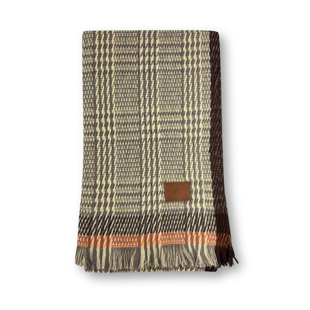 Bufanda Mujer Caramelo Beige Cuadros con Flecos Marca Caramelo Travel Fantasy