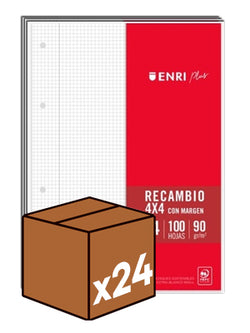 Recambio A4 4 taladros 100H 90G Enri para cuadernos Imagen principal del producto