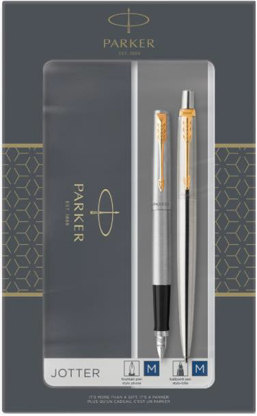 Juego de Bolígrafo y Pluma Parker Jotter Acero Gt Imagen principal del producto